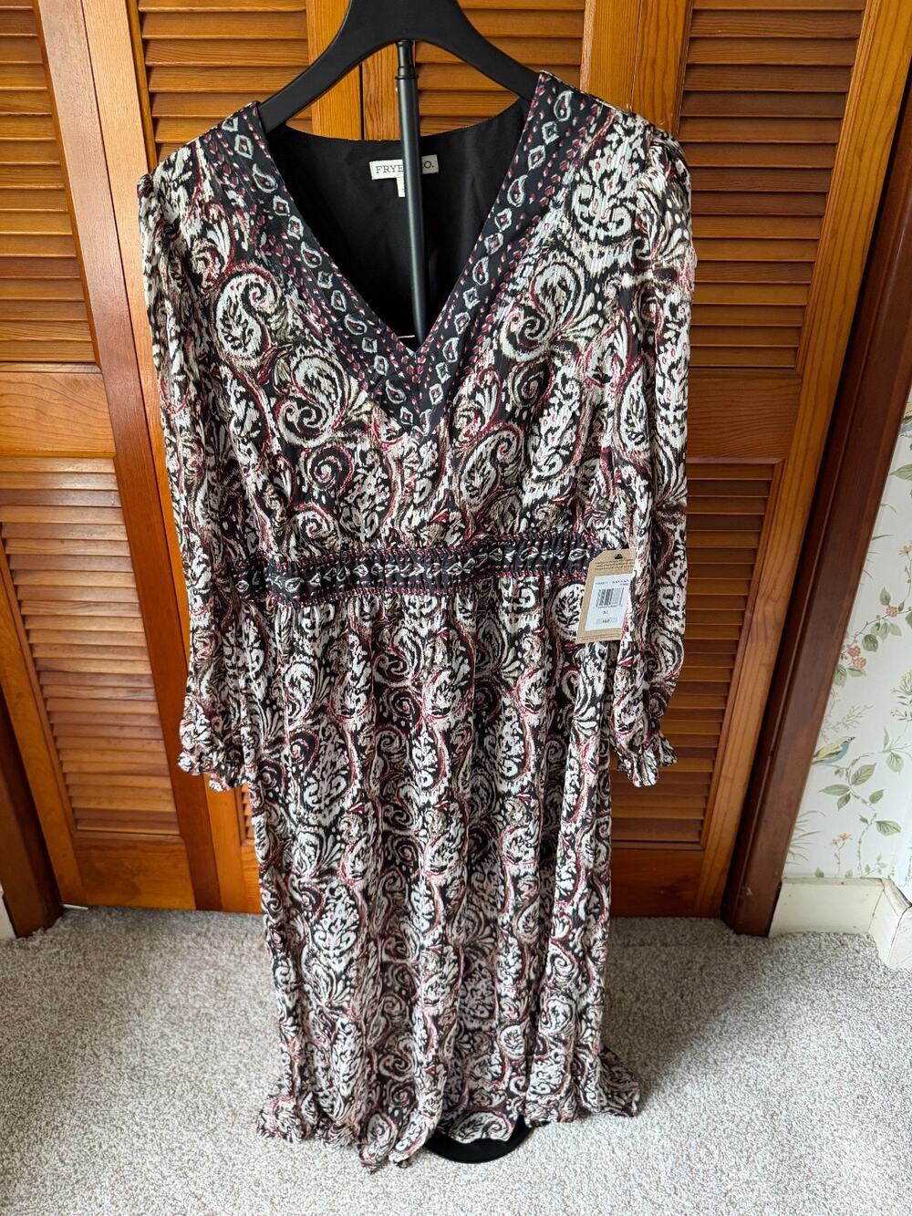 NWT FRYE AND CO. Black Brown Multicolor Floral Maxi Dress Size XL